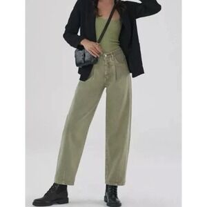 Pilcro‎ The Breaker Relaxed Wide Leg Jeans Moss Green Soft Denim Size 30 NWT